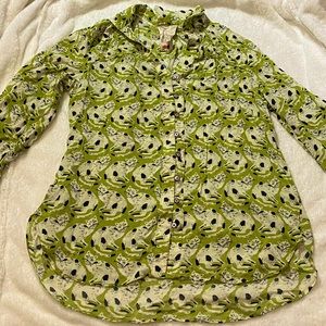 Conversations by Anthropologie cat button down shirt